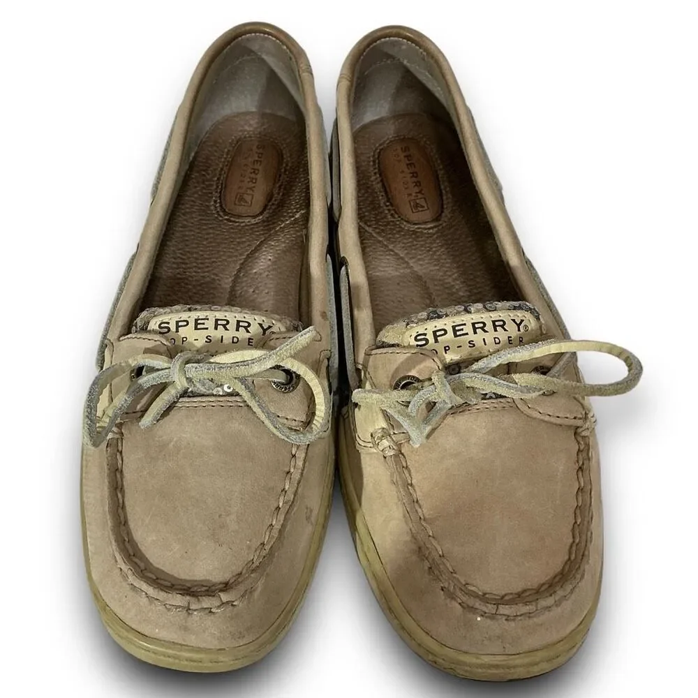 Sperry 1172 Topsider Top-Sider Angelfish Leopard Print Sequin Slip On Boat Shoes - Picture 2 of 10